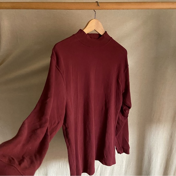 Cotton Maroon Mock Neck - Picture 4 of 6